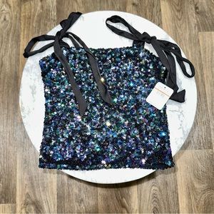 Free People | Tops | Free People Night Garden Sequin Tube Top | Poshmark